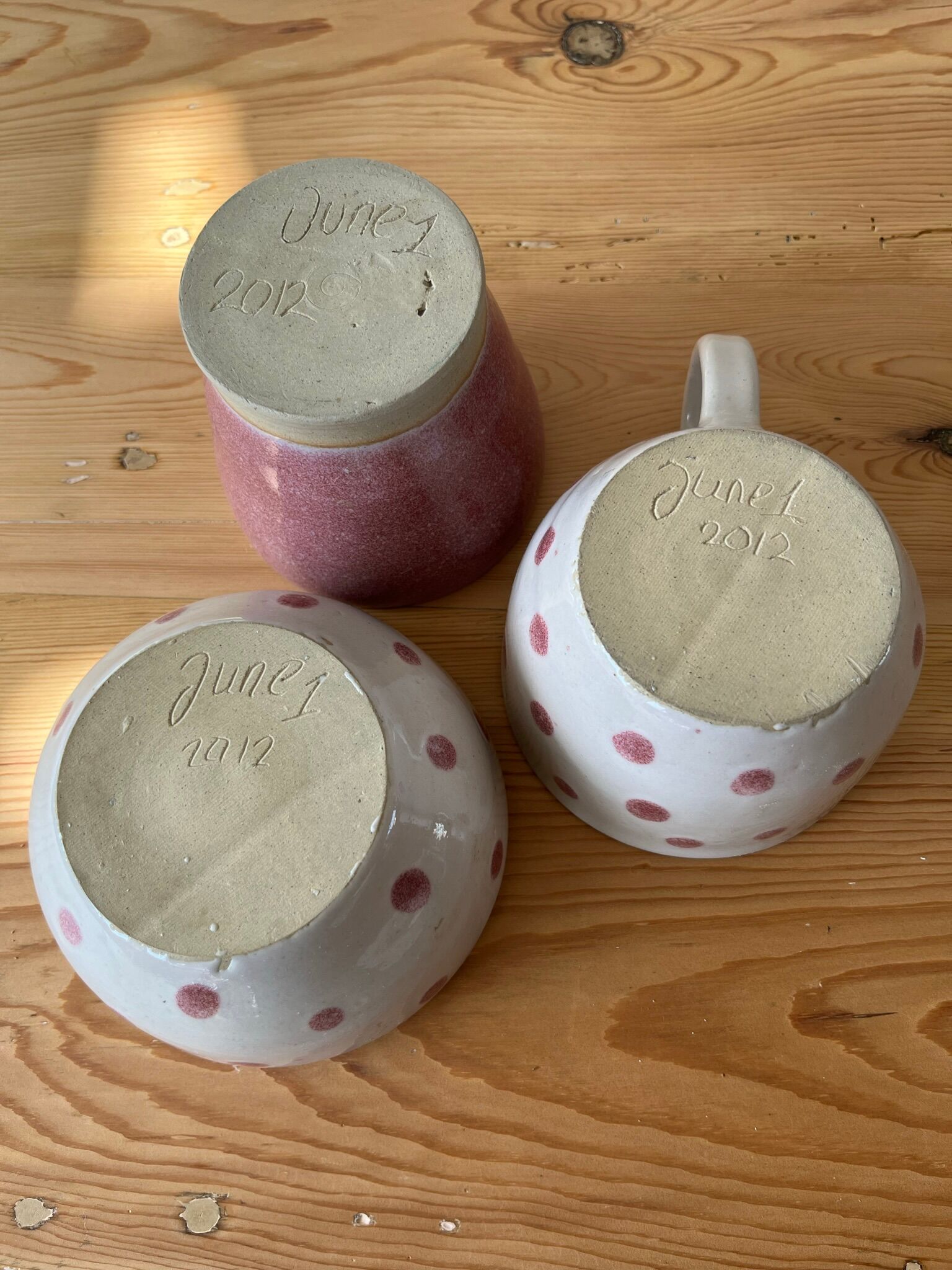 Ceramic bowl, cup and sugar bowl