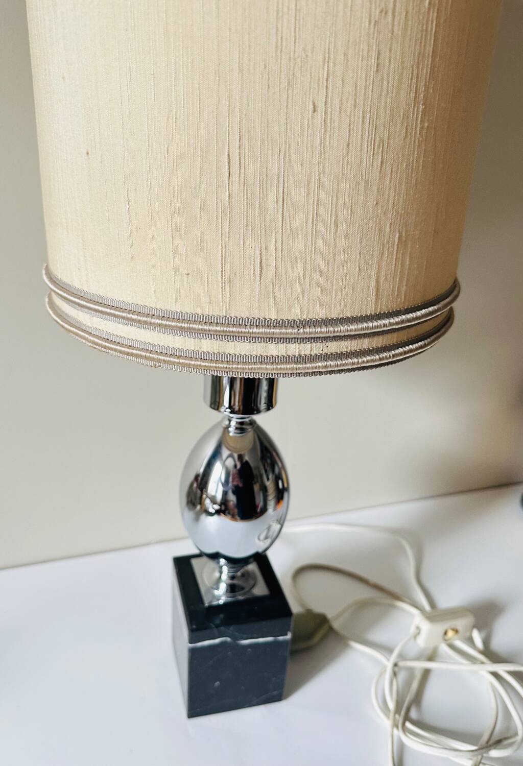 Vintage 70s metal and marble lamp