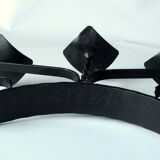 Handmade wrought iron candle holder, 3 arms, vintage