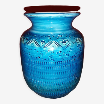 Vase Aldo Londi Rimini bleu pour Bitossi