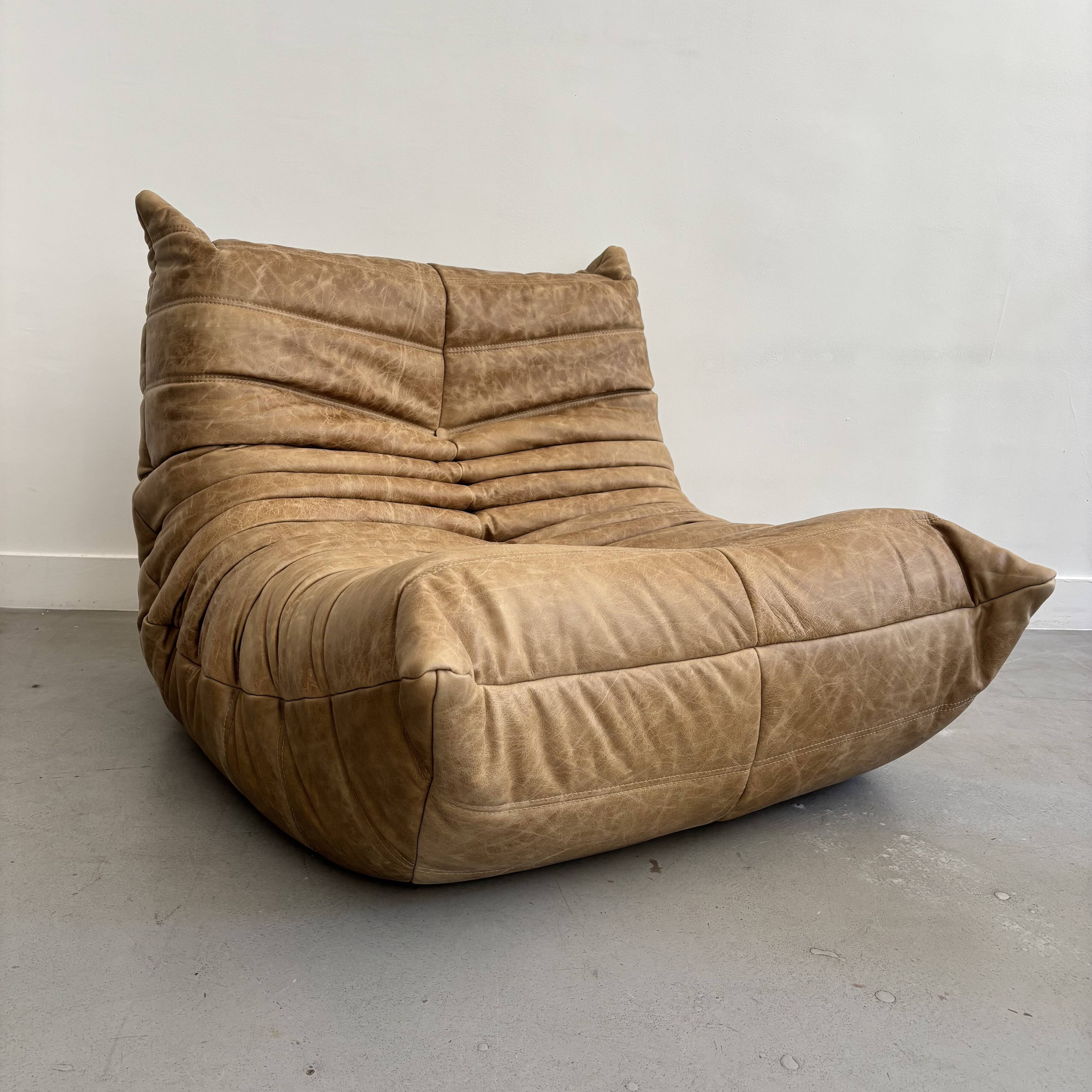 Brown leather armchair Togo