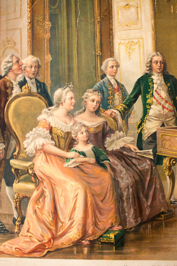 Poster Maria Theresia "The Young Wolfgang Amadeus Mozart" Educational Grid, Published by Friedrich Sperl 1949