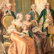 Poster Maria Theresia "The Young Wolfgang Amadeus Mozart" Educational Grid, Published by Friedrich Sperl 1949