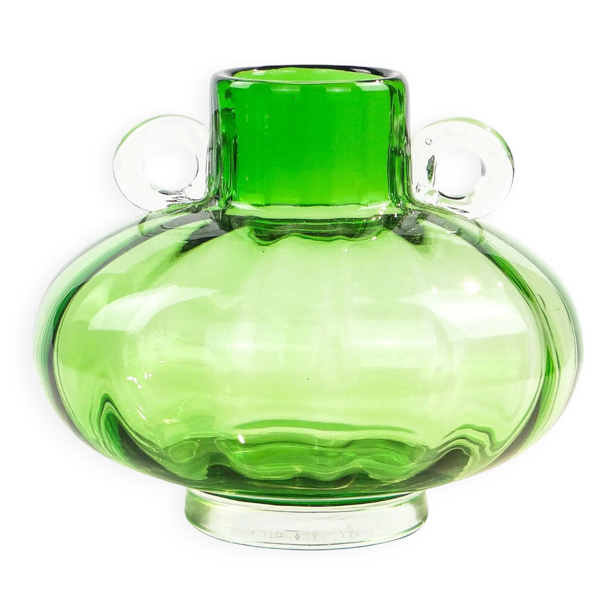 Mid-century modern vase, turquoise glass, Poland, 1970s