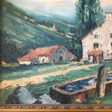 Oil on canvas painting landscape of the vosges signed Milio Burquin