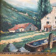 Oil on canvas painting landscape of the vosges signed Milio Burquin