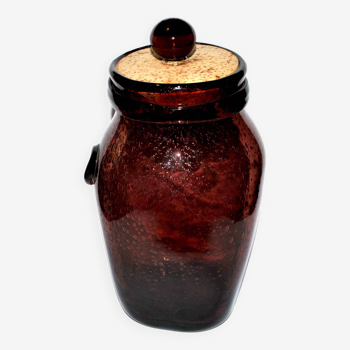 BIOT carboy bottle in purplish pink bubbled glass vintage Rhumtopf box