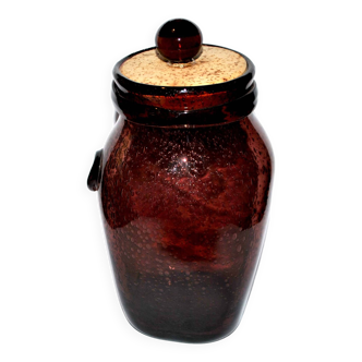 BIOT carboy bottle in purplish pink bubbled glass vintage Rhumtopf box