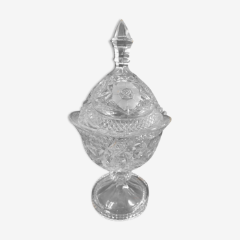 Sucrier bonbonniere dragoir cristal vintage sur pied 28cm