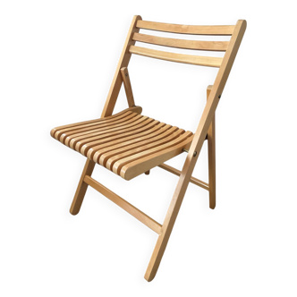 Chaise pliante vintage en hêtre massif