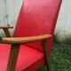 Pair of Scandinavian-style armchairs wood and red skai