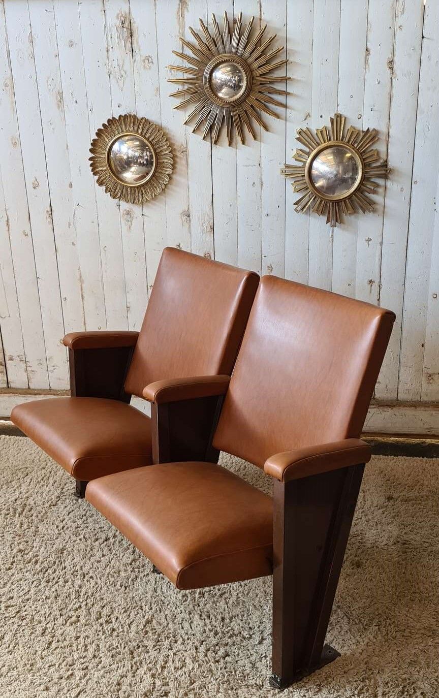 Pair of vintage cinema armchairs