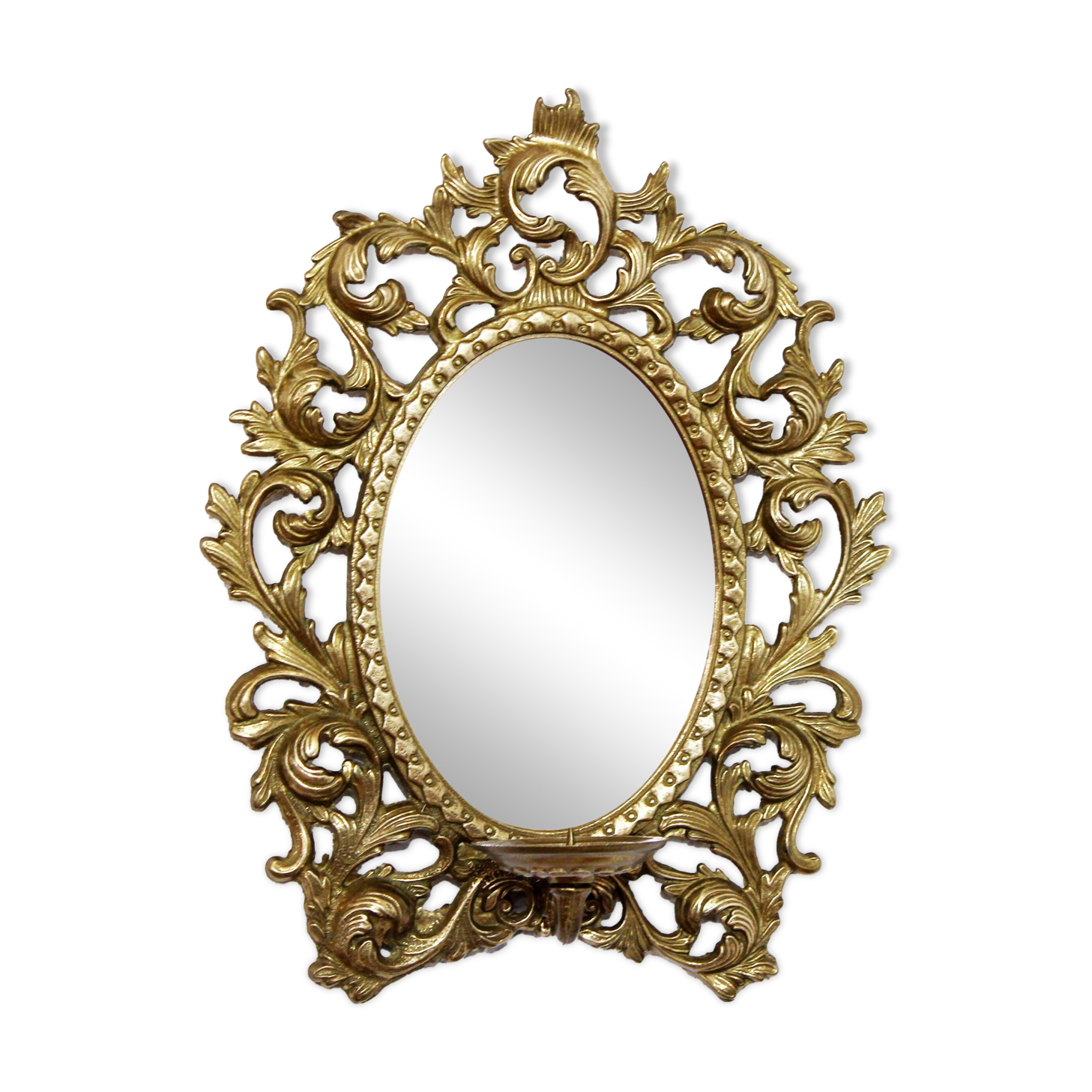 Miroir en laiton avec bougeoir