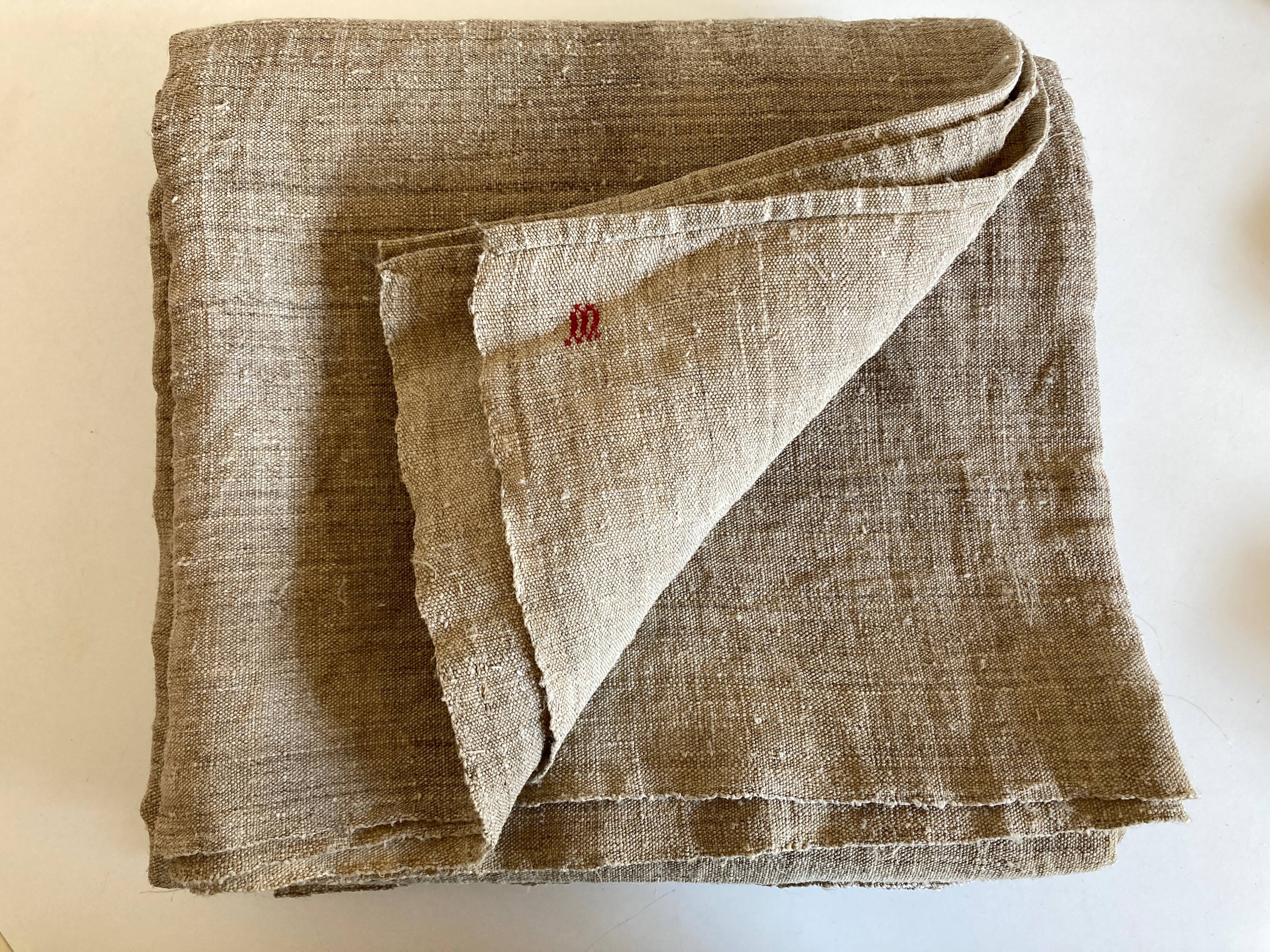 Pièce de chanvre de ferme 19e linge de réserve L278cm