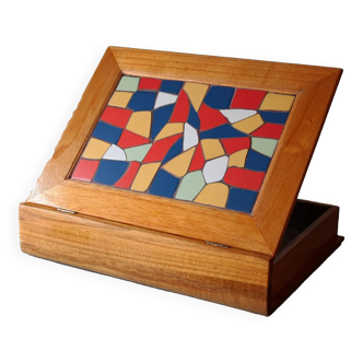 Wooden box decorated with Catalan trencadís style mosaic