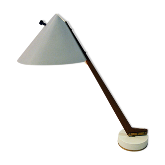 Lampe de table en métal blanc et teck B54, Hans Agne Jakobsson années 1950 Suède