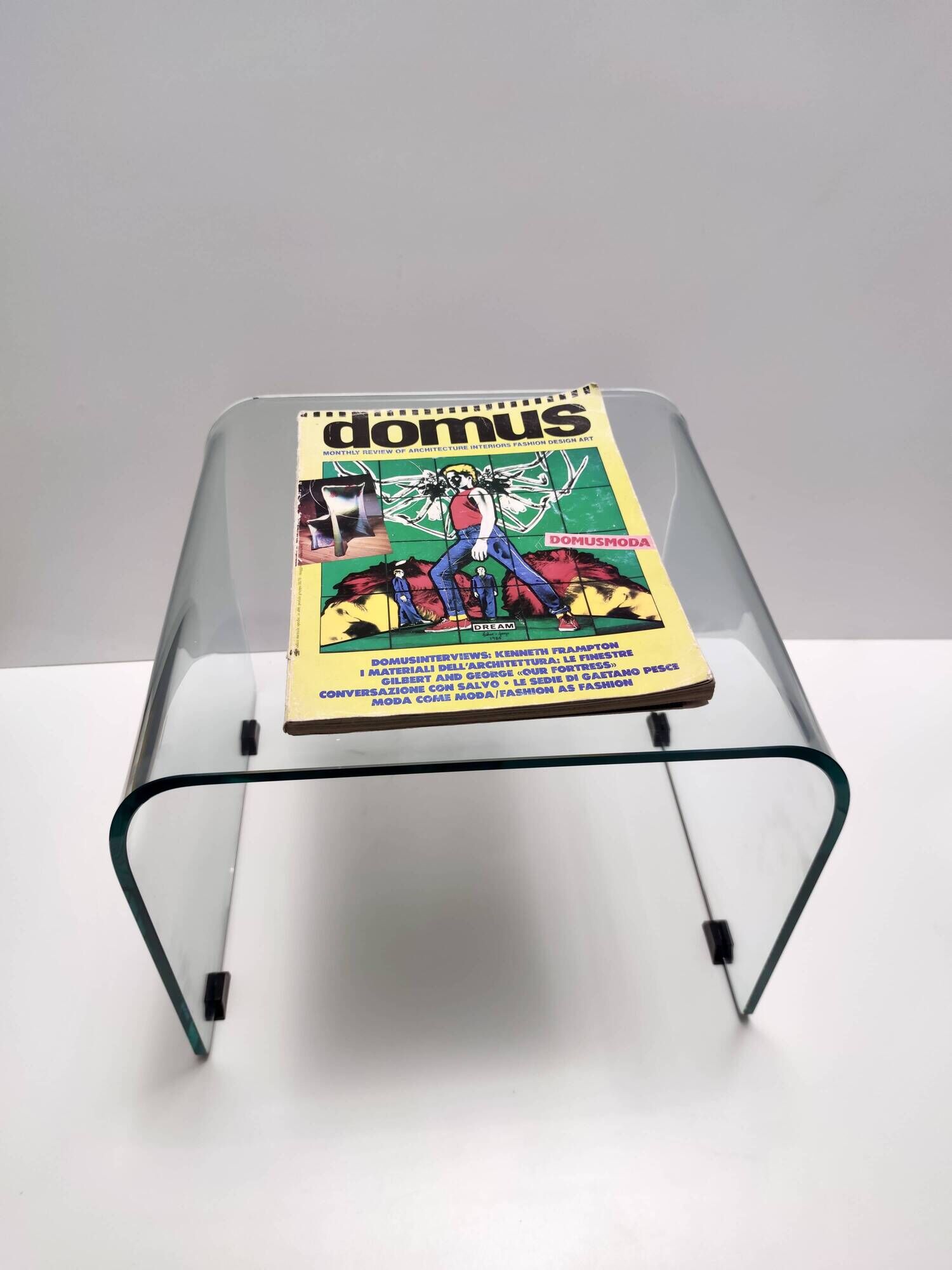 Aquamarine Square Glass Coffee Table attr. to Pietro Chiesa for Fontana Art