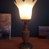 Bedside lamp marble brass tulip glass paste dp 0123259