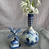 Lot vase Delft et moulin anciens