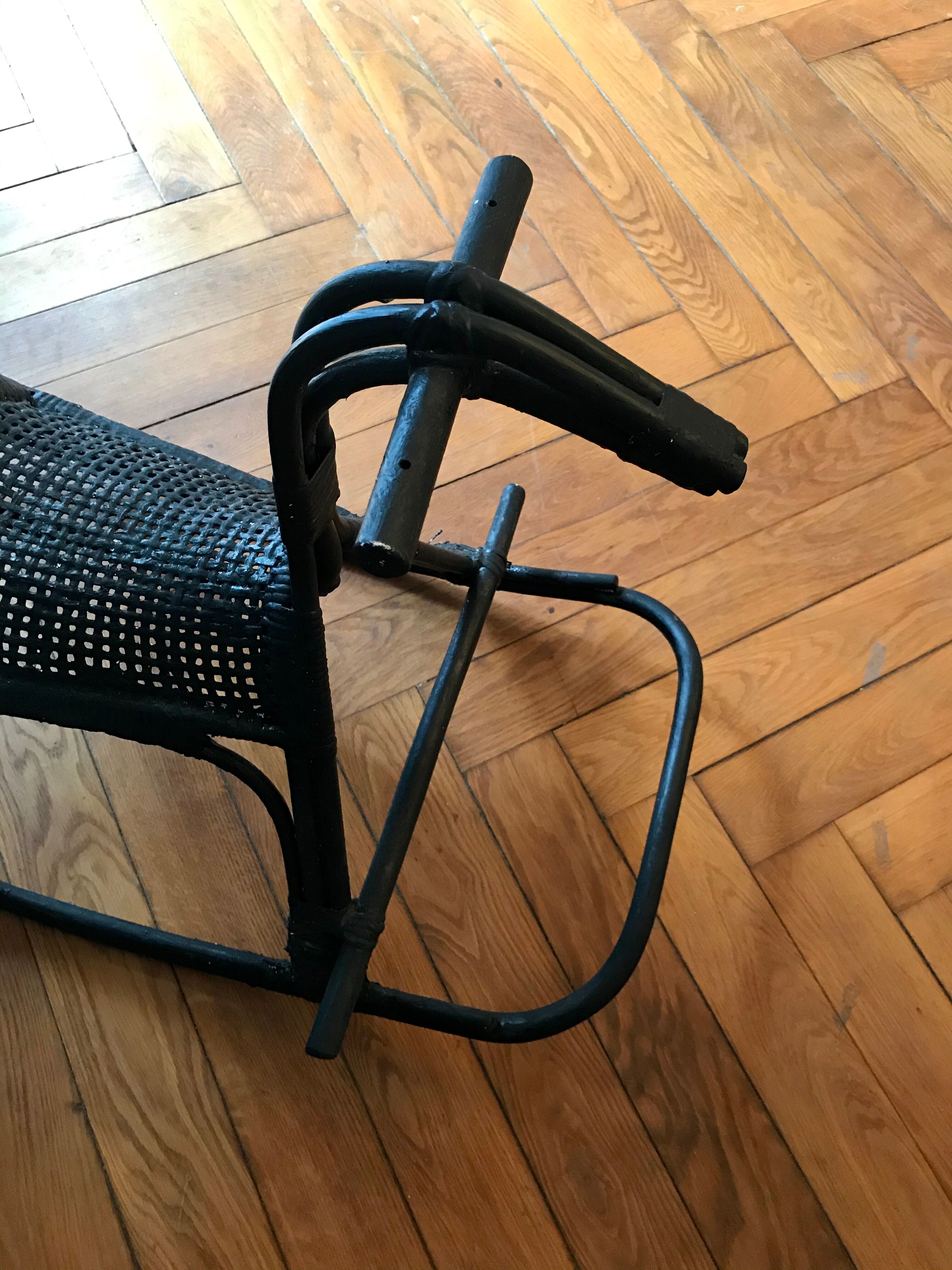 Rocking horse in rattan and bamboo