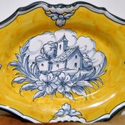 Pair of oval dishes in hand-painted faience with an Italian majolica spirit.
