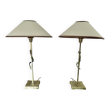 Pair of gilded brass lamps in the style of Fondica, 1970s