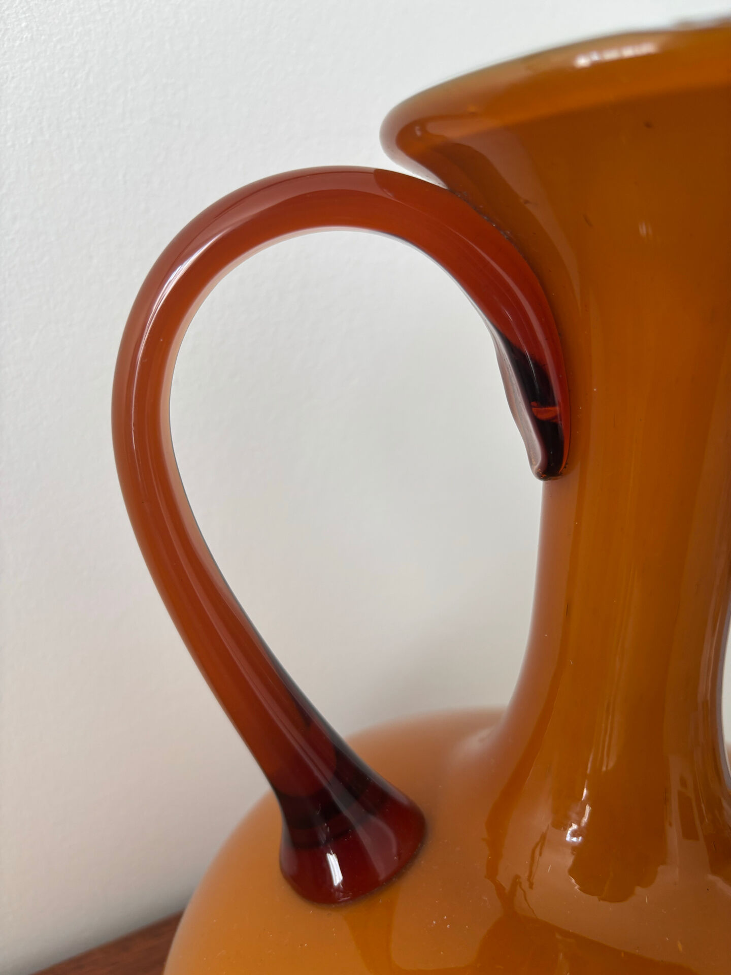 Vintage amber glass Empoli vase pitcher Italy
