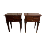 Pair of varnished mahogany bedside tables