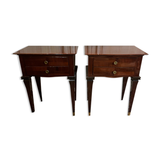 Pair of varnished mahogany bedside tables