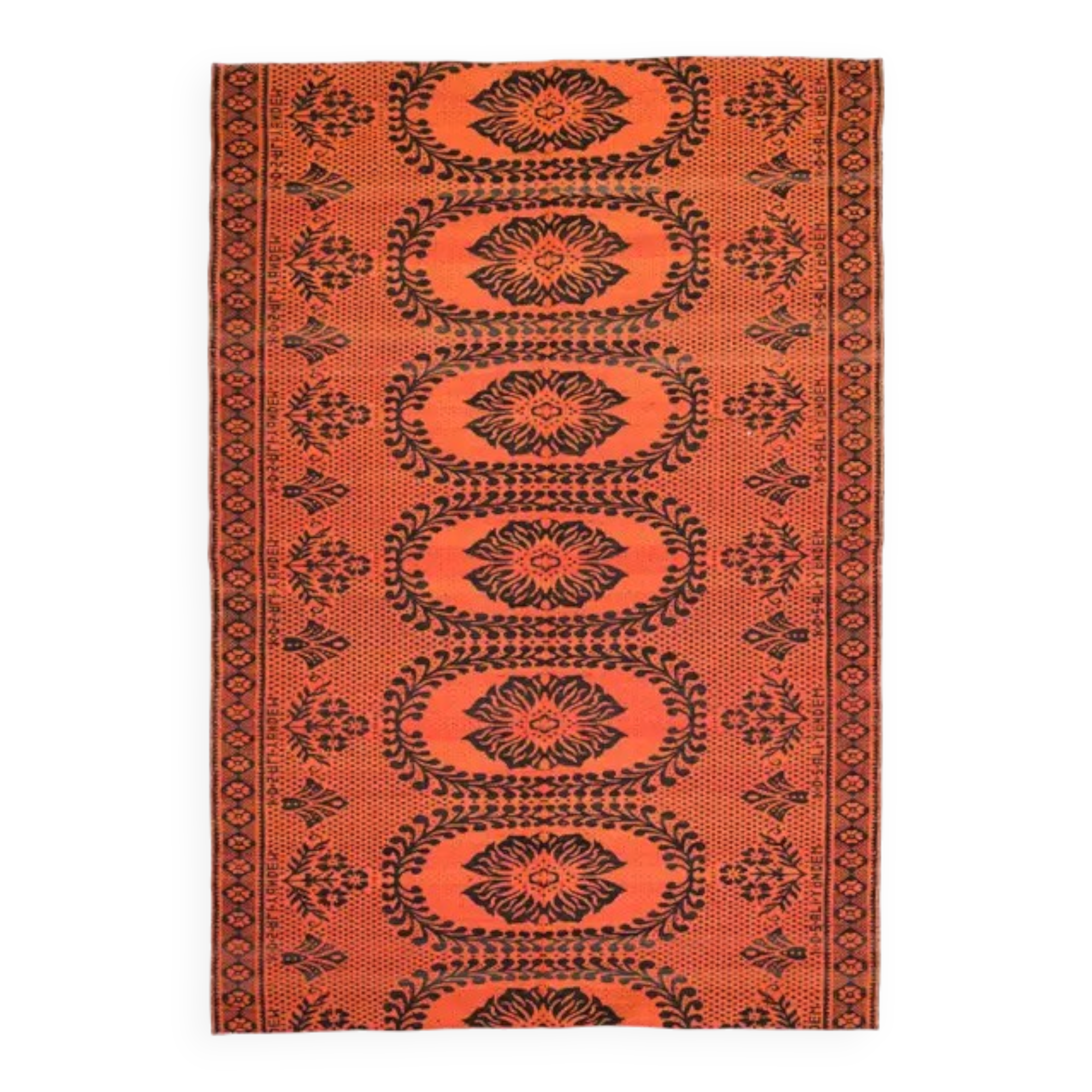 1970s Vintage Turkish Oushak Handmade Wool Cotton Orange Area Rug 186x272