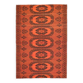 Tapis de zone vintage turc Oushak fait main en laine et coton orange des années 1970 186x272
