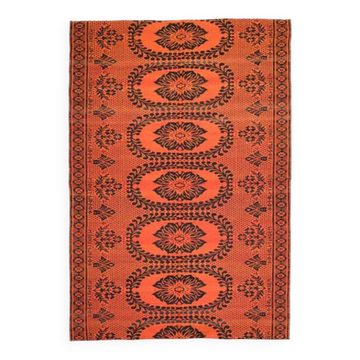 1970s Vintage Turkish Oushak Handmade Wool Cotton Orange Area Rug 186x272