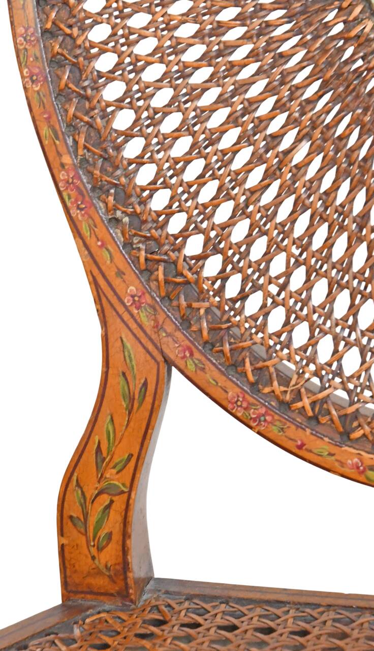 English caned chair in painted wood