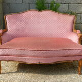 Pink velvet vintage sofa bench