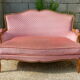 Pink velvet vintage sofa bench