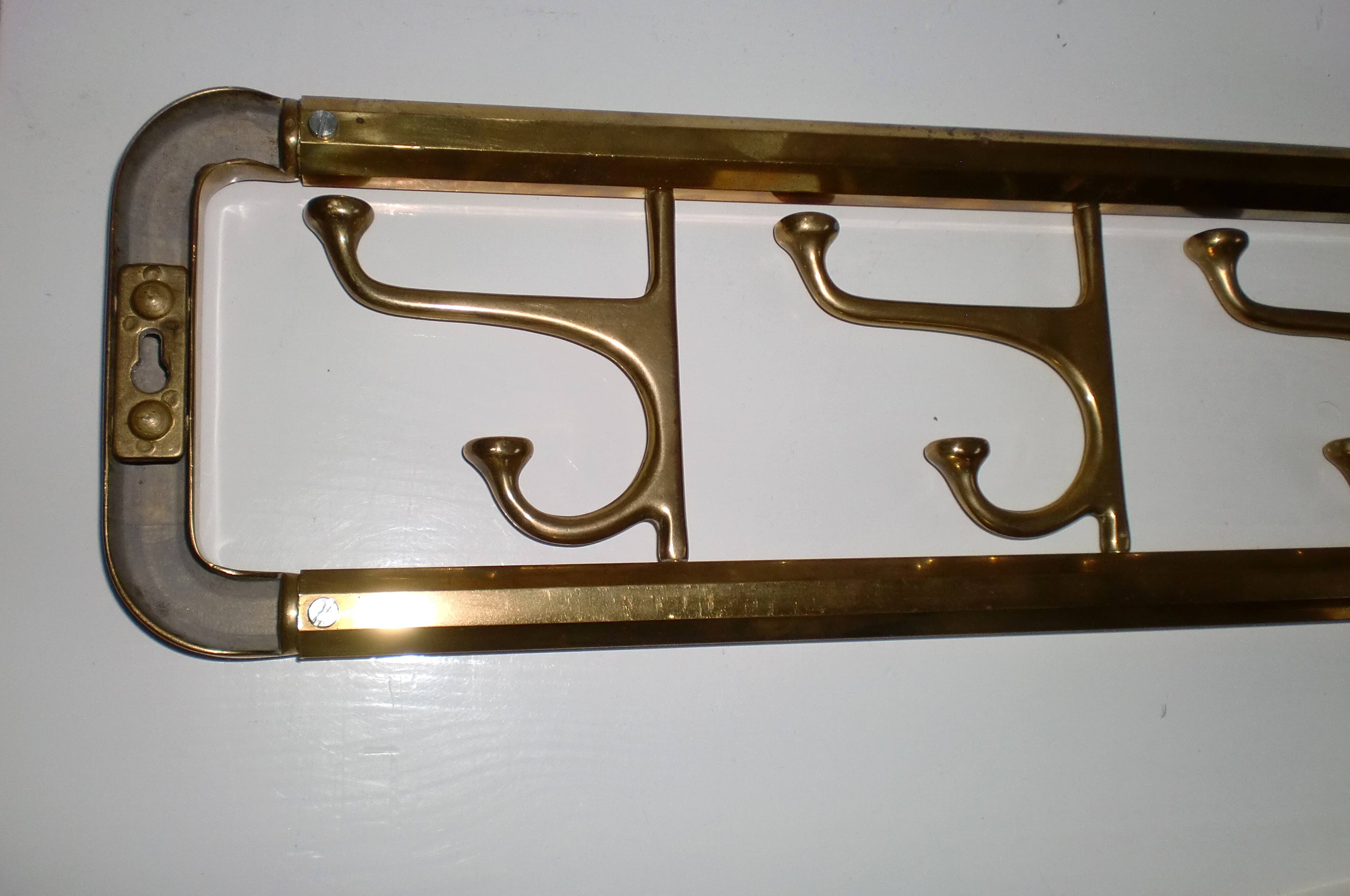 Art-Deco brass Coat Rack & one Hanger, France, 1940s