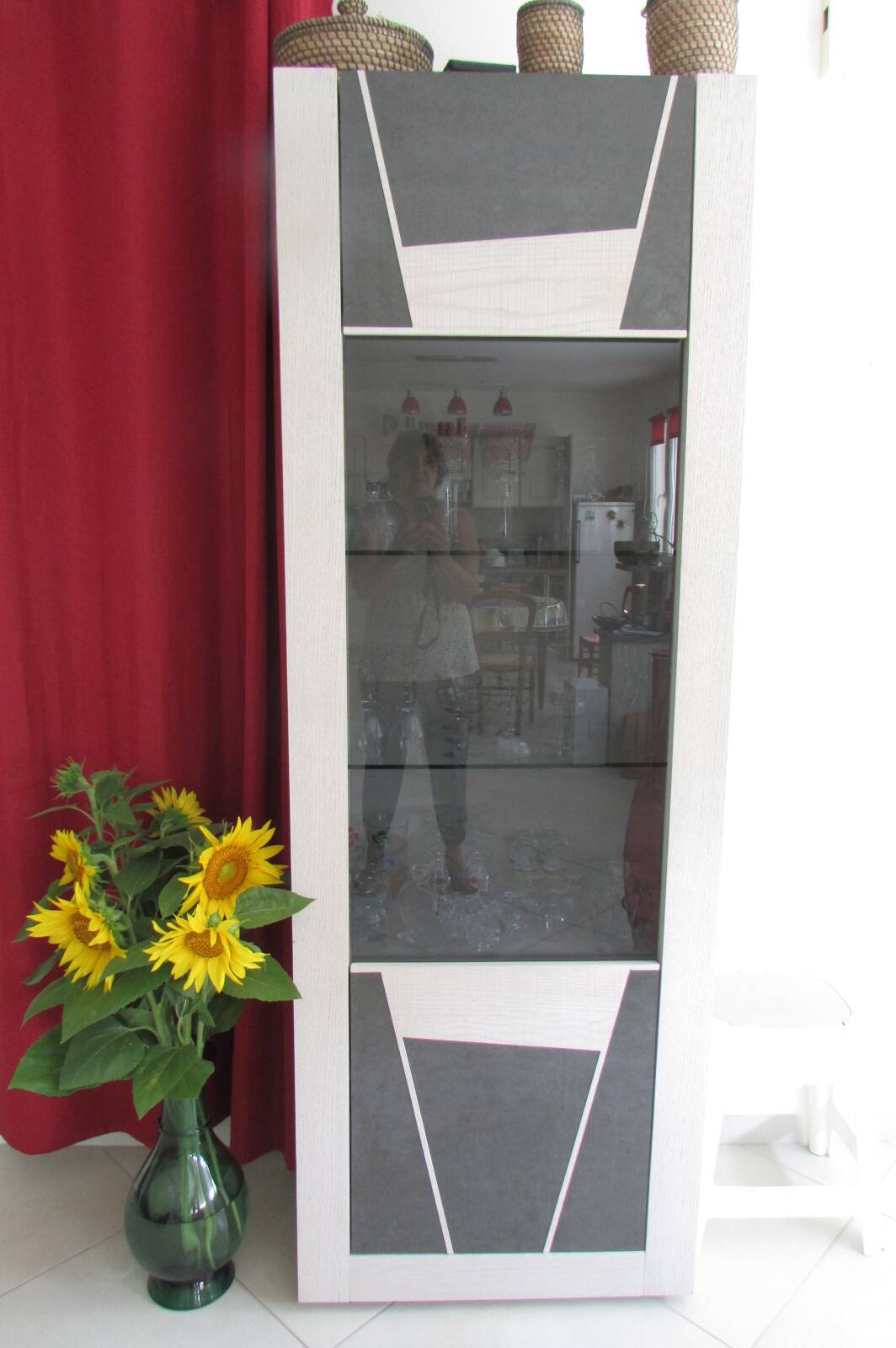 Backlit display case, oak and ceramic, very trendy