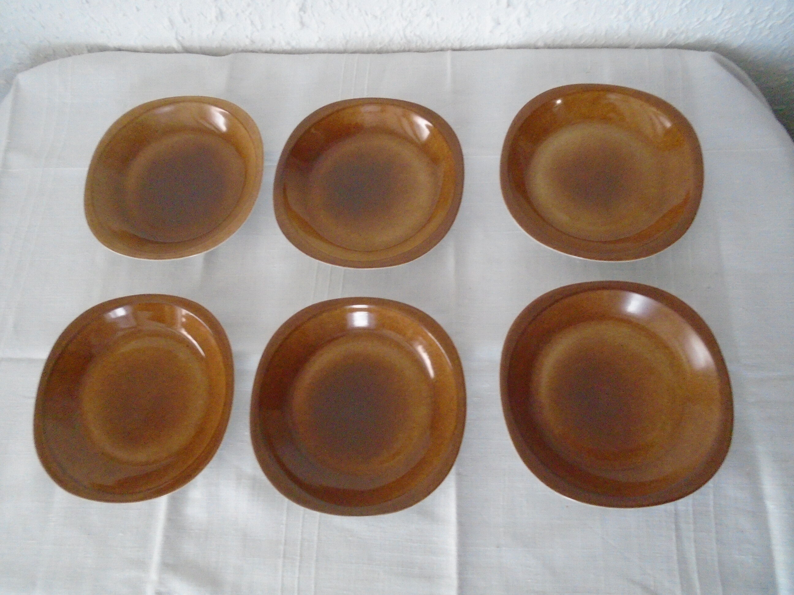 6 Hollow e-enamel enamel porcelain plates from Sologne France