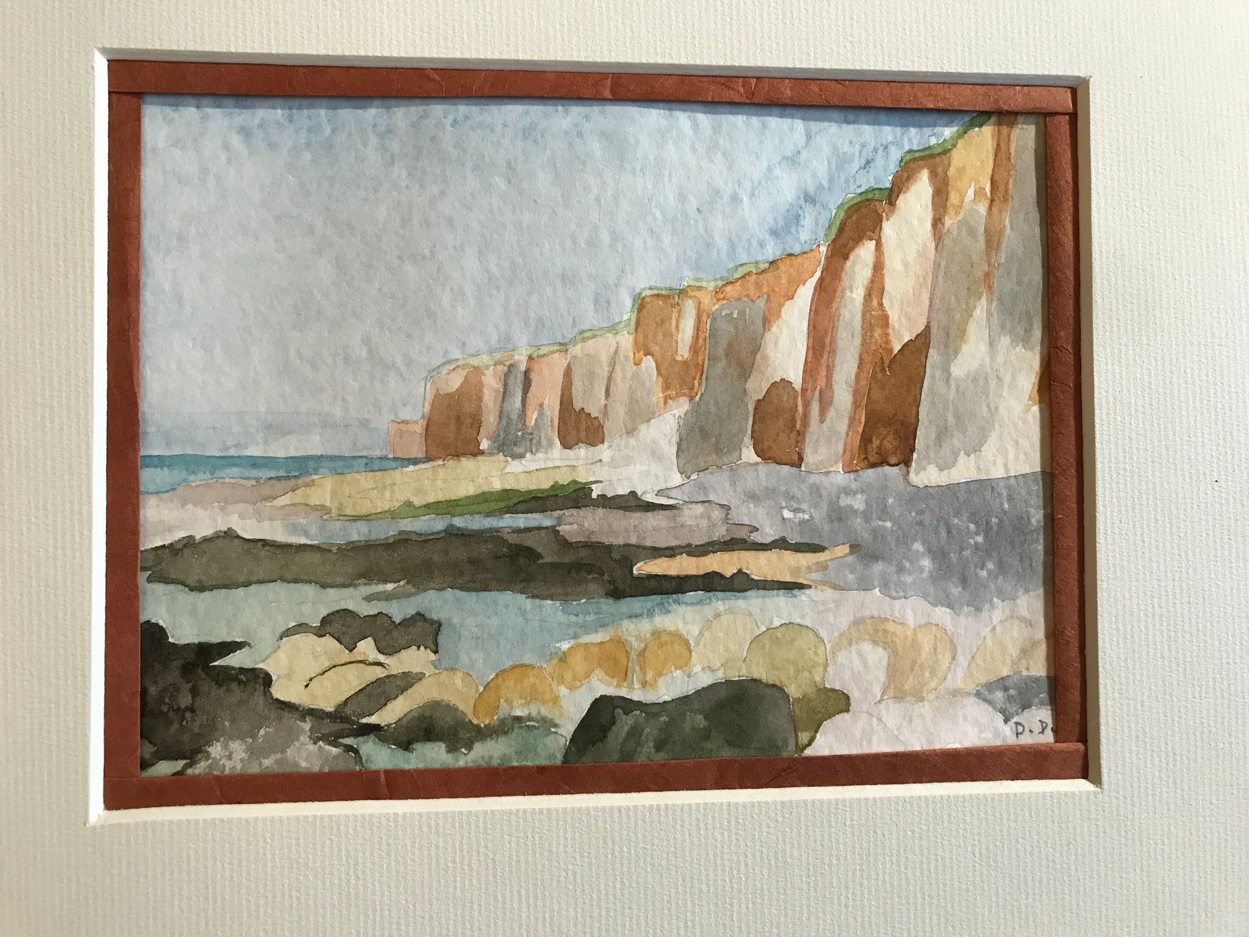 Beach and cliffs in Veules les roses in Normandy, impressionist landscape
