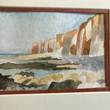 Beach and cliffs in Veules les roses in Normandy, impressionist landscape