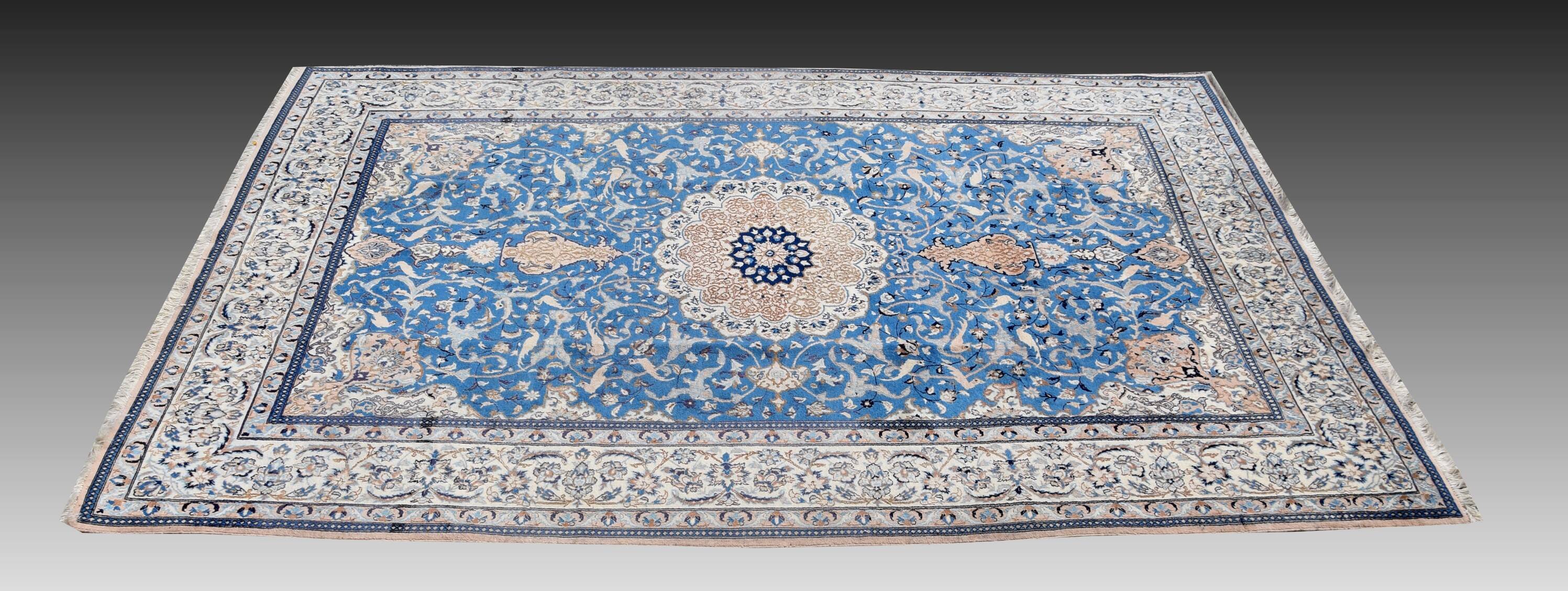 Tapis d'Orient Persan Iran Naïn laine et soie -3.20 X 210 Mètres