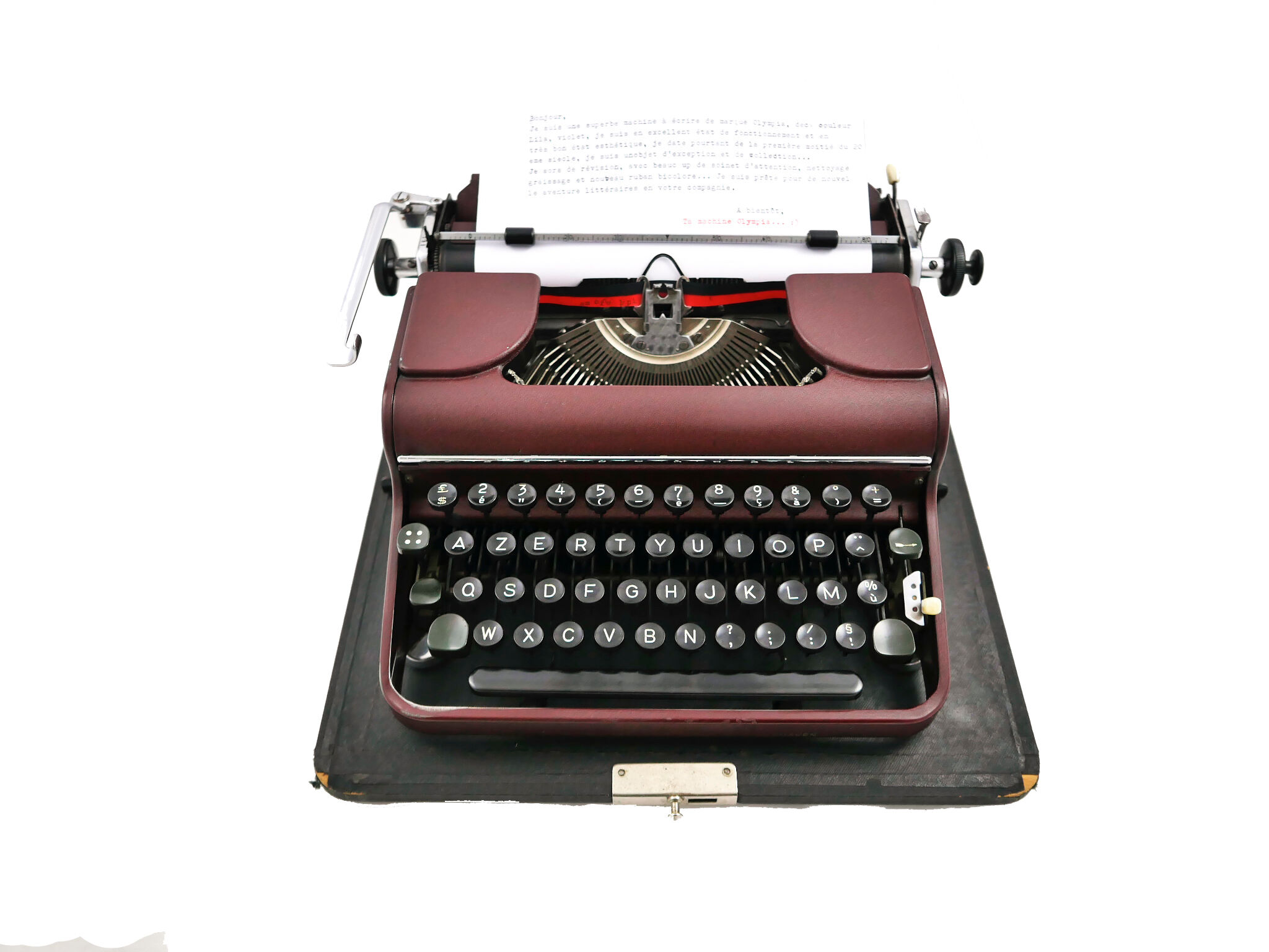 Olympia bordeaux revised typewriter with new ribbon
