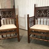 2 armchairs old Gothic style