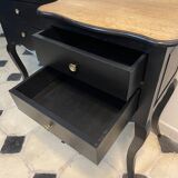 Pair of bedside tables Louis XV style patinated black