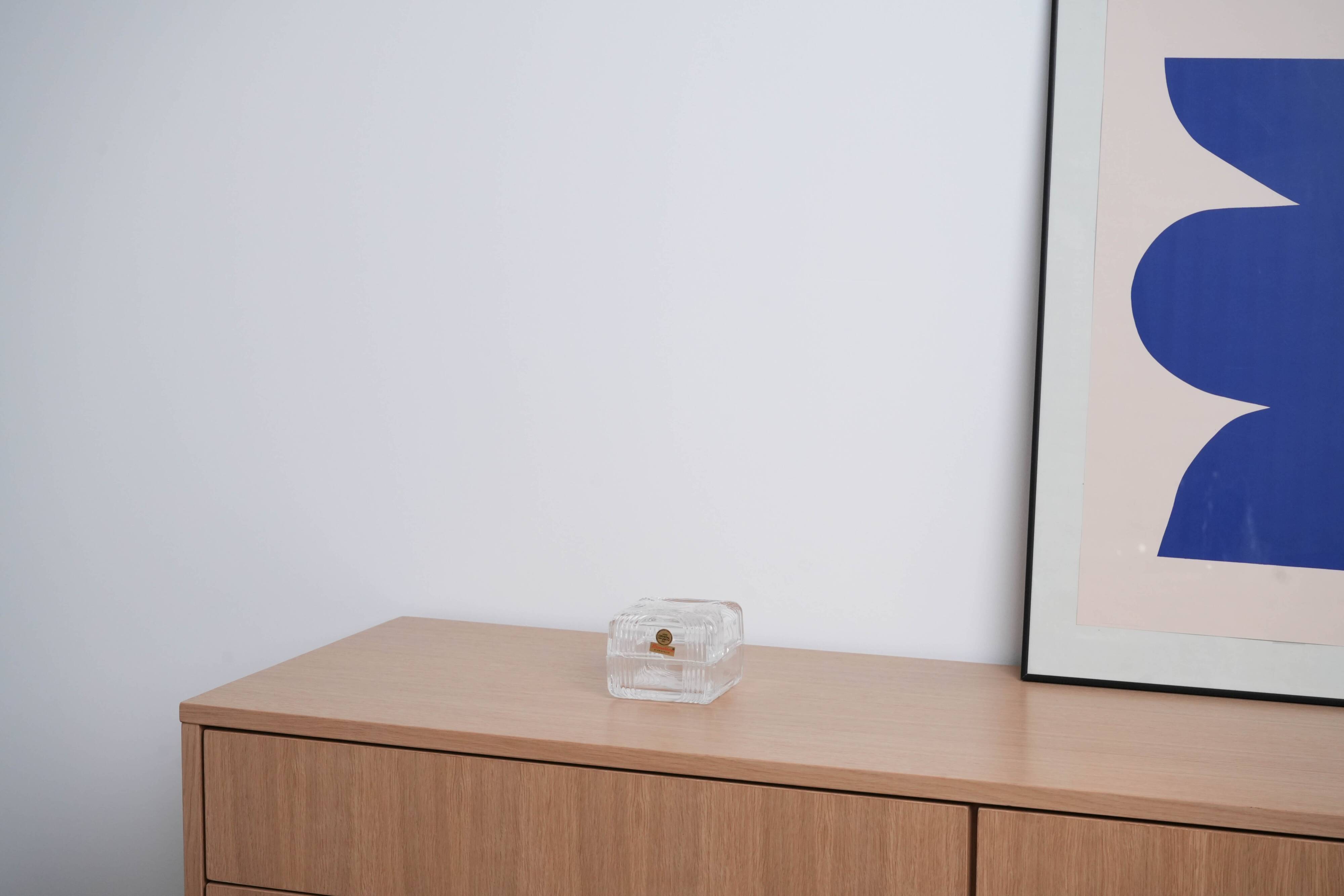 Crystal box, lead glass, Italian design, 1970s, manufacturer: Primavera di