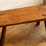Low solid wood bench, folk art