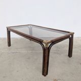 Bamboo and glass coffee table