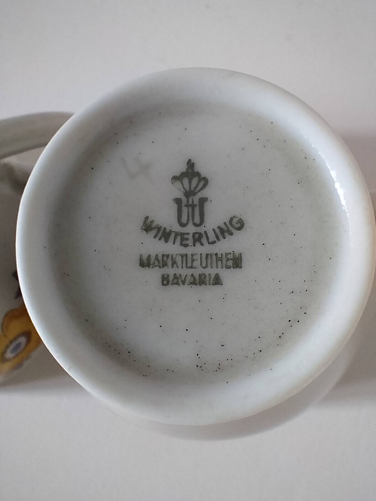 Vintage Winterling espresso cup duo, 70s floral design.