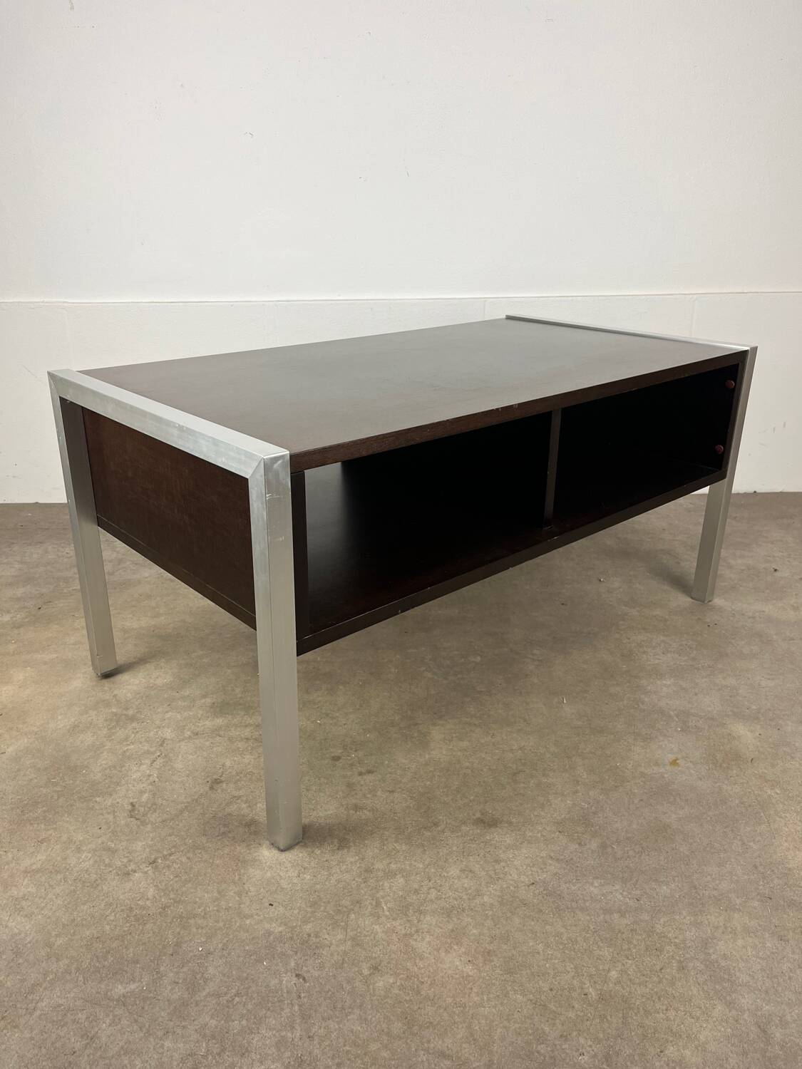 1970s coffee table in teak and aluminium