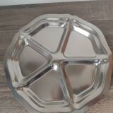 Plateau compartimenté vintage en acier inoxydable